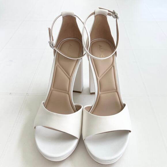 New ALDO Enaegyn2.0 Strappy Heeled Platform Sandal Women’s SIZE 11 White - Picture 2 of 10